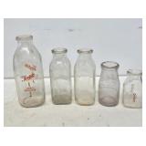 5 Glass Advertising Milk Bottles