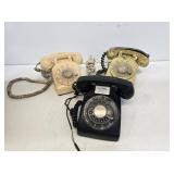 3 Vintage 2 Piece Rotary Telephones