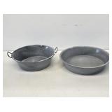 2 Early Gray Graniteware Pans