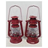 2 New Metal Barn Lanterns with Glass Globes