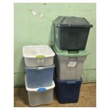 6 Plastic Storage Totes with Lids