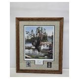 1990 Leo Stans Bald Eagle Print with Stamp & Coins