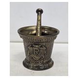 Vintage Ornate Brass Mortar & Pestle