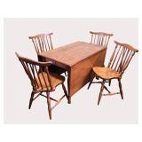 Mid-Century Maple Drop Leaf Dining Table & Chairs