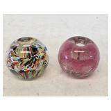 2 Zimmerman Art Glass Paperweights