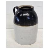 Brown & White Stoneware Jar with Handle
