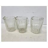 3 Matching Heavy Glass Water Pitchers