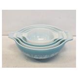 Pyrex Turquoise Amish Butterprint 4 Piece Bowl Set