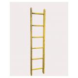 Primitive Yellow Wooden 6 Rung Ladder