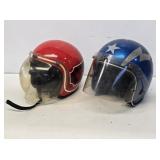 2 Vintage Helmets with Face Shields