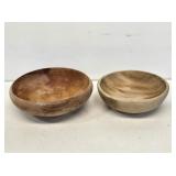 2 Primitive Wooden Bowls