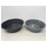 2 Early Gray Graniteware Wash Pans