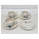 4 Franciscan Atomic Starburst Cups & Saucers