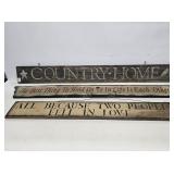 3 Primitive Wooden Home Decor Signs
