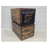 2 Wooden Advertising Fruit Crates
