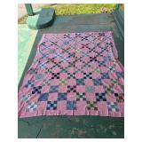 Hand Stitched 9 Patch Quilt Top