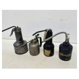 4 Vintage Metal Pump Oil Cans