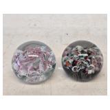 2 Small Art Glass Paperweights