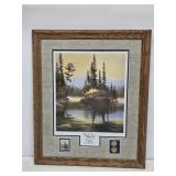 1991 Leo Stans Moose Print with Stamp & Coins