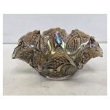 Smoke Iridescent Carnival Glass Bowl