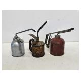 3 Early Metal Pump Oil Cans