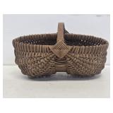Early Woven Buttocks Basket with Split Wood Handle