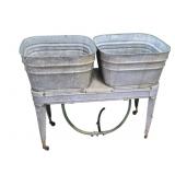 Metal Double Wash Tubs with Stand