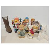 Vintage Ceramic & Plastic Clown Coin Banks