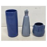 3 Blue Uhl Pottery Items
