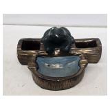 Chalkware Frog Ashtray & Match Holder
