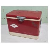 Vintage Red Metal Coleman Cooler