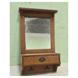 Wooden Hanging Wall Mirror with Drawer