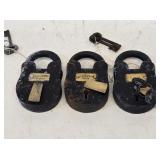 Cast Iron Locks with Brass Tags & Keys