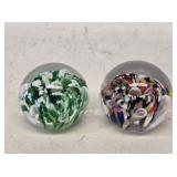 2 Small Art Glass Paperweights