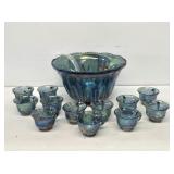 Indiana Carnival Glass Punch Bowl & Cups