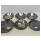6 Primitive Advertising Metal Pie Pans