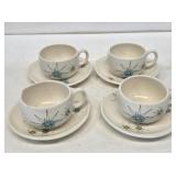 4 Franciscan Atomic Starburst Cups & Saucers