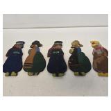 5 Primitive Wooden Dutch Boy & Girl Cut Outs