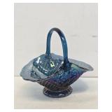 Large Indiana Glass Blue Carnival Basket