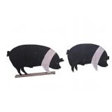 2 Painted Wooden Pig Cut Outs