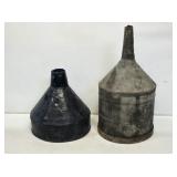 2 Large Galvanized Metal Funnels