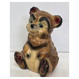 Early Chalk Teddy Bear Coin Bank