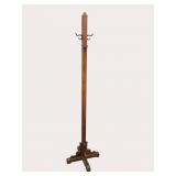 Wooden Pole Type Hall Tree with Iron Hooks