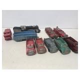 Early Auburn Rubber Toy Trucks & Train