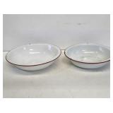 2 Red & White Graniteware Wash Pans