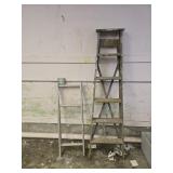Wooden Stepladder & Aluminum Piece