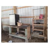 Wooden Workbench & Contents of Wall