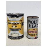 2 Metal Oil Can Coin Banks