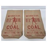 2 NOS Red Devil Coal Paper Sacks