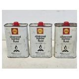 3 NOS Shell Charcoal Lighter Fluid Cans